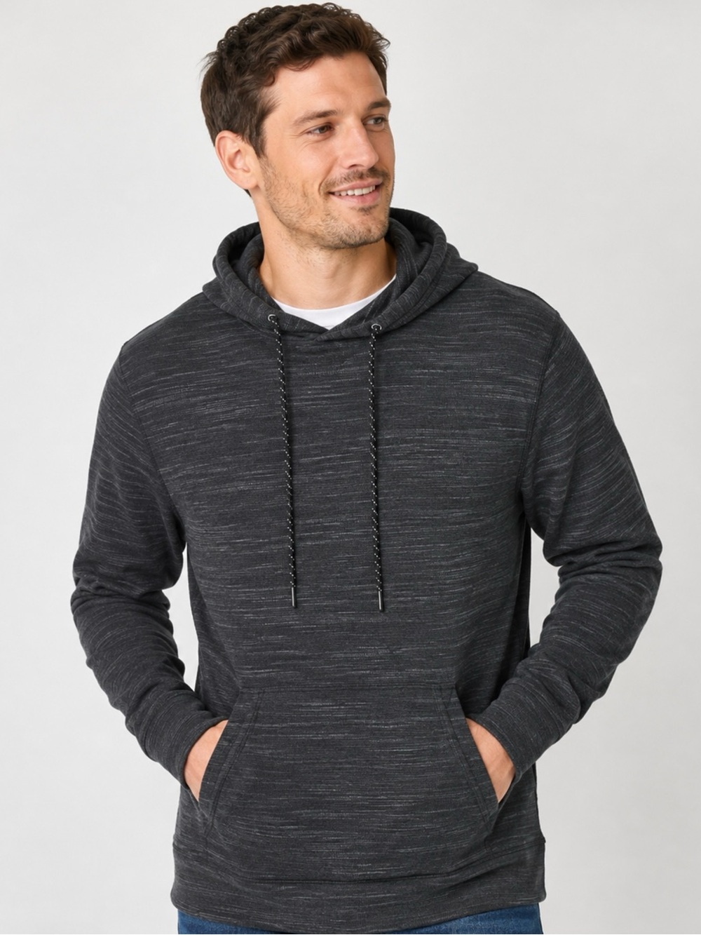 Urban Pipeline Men’s Charcoal Heather Gray Hooded Pullover Kangaroo Pockets Sz L